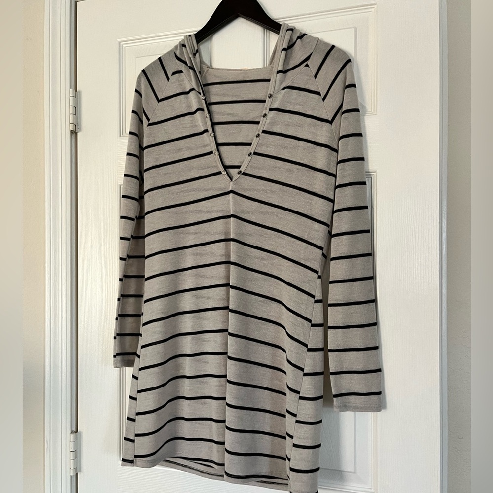 Striped Beach Cover Up with Hoodie